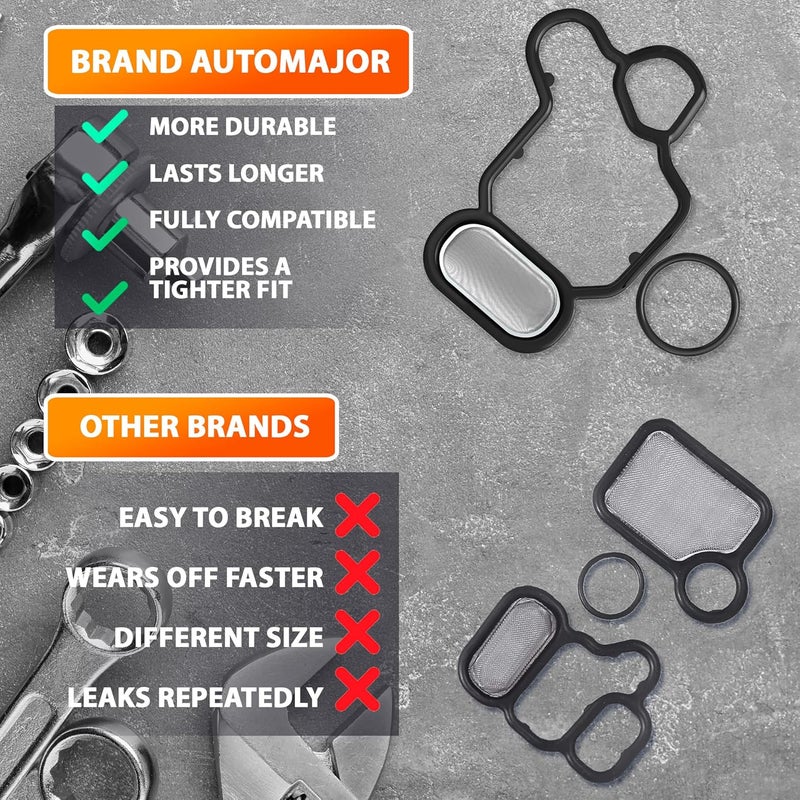 AUTOMAJOR Head Cylinder Solenoid Valve Gasket Kit Replacement for Honda/Acura Accord Civic CR-V ILX TSX 2008-2015 - Honda VTEC Filter Spool Valve 2.4L - Set of 15815-R40-A01 91319-PAA-A01 by - Image 5